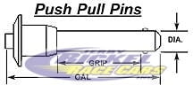 Push Pull Pins T-Handle 5/16" Diameter, 1.000 Grip, Overall Length 2.500"